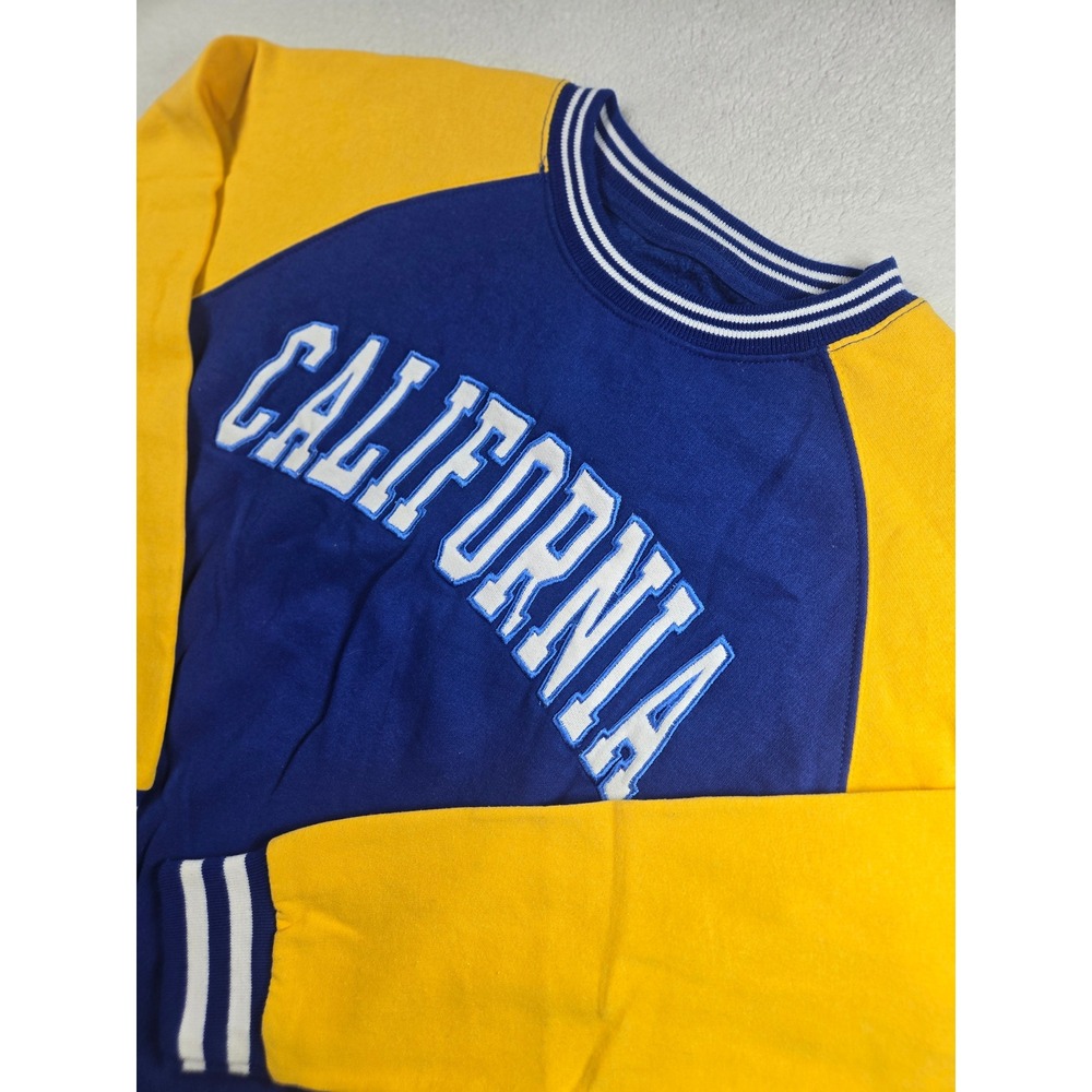 New York Popular California Raglan Sweatshirt Blue Yellow Varsity Medium Preppy
